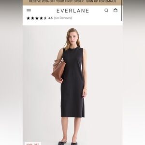 Everlane Black Sheath Midi Dress Sleeveless Crew Neck